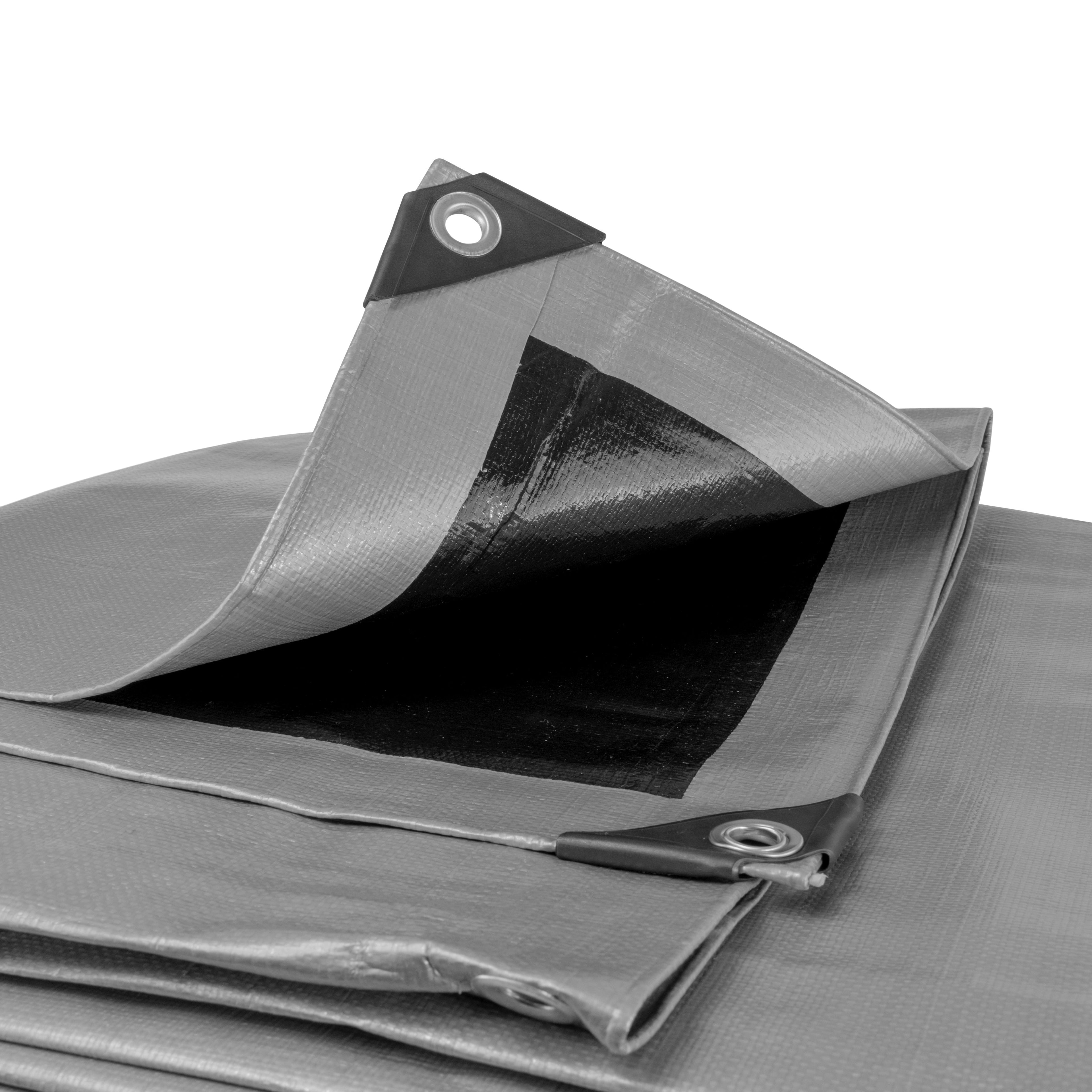 XL-Grade Silver Black Tarpaulin 2m x 3m Tarp Heavy Duty Durable Waterproof Cover Groundsheet Protective Sheet_9
