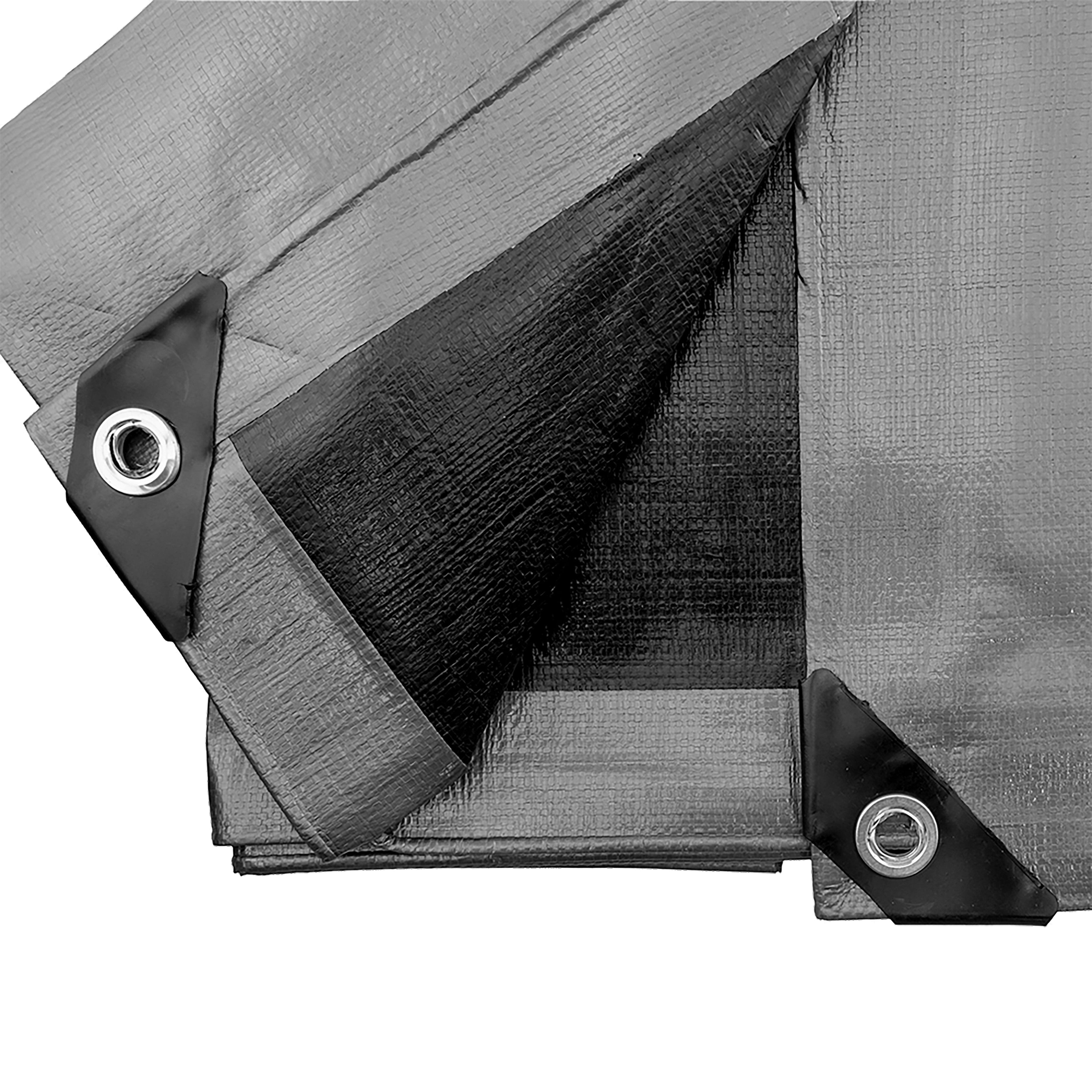 XL-Grade Silver Black Tarpaulin 8m x 12m Tarp Cover Groundsheet Camping Sheeting Durable Thick Heavy Duty Waterproof Boat Cover_9