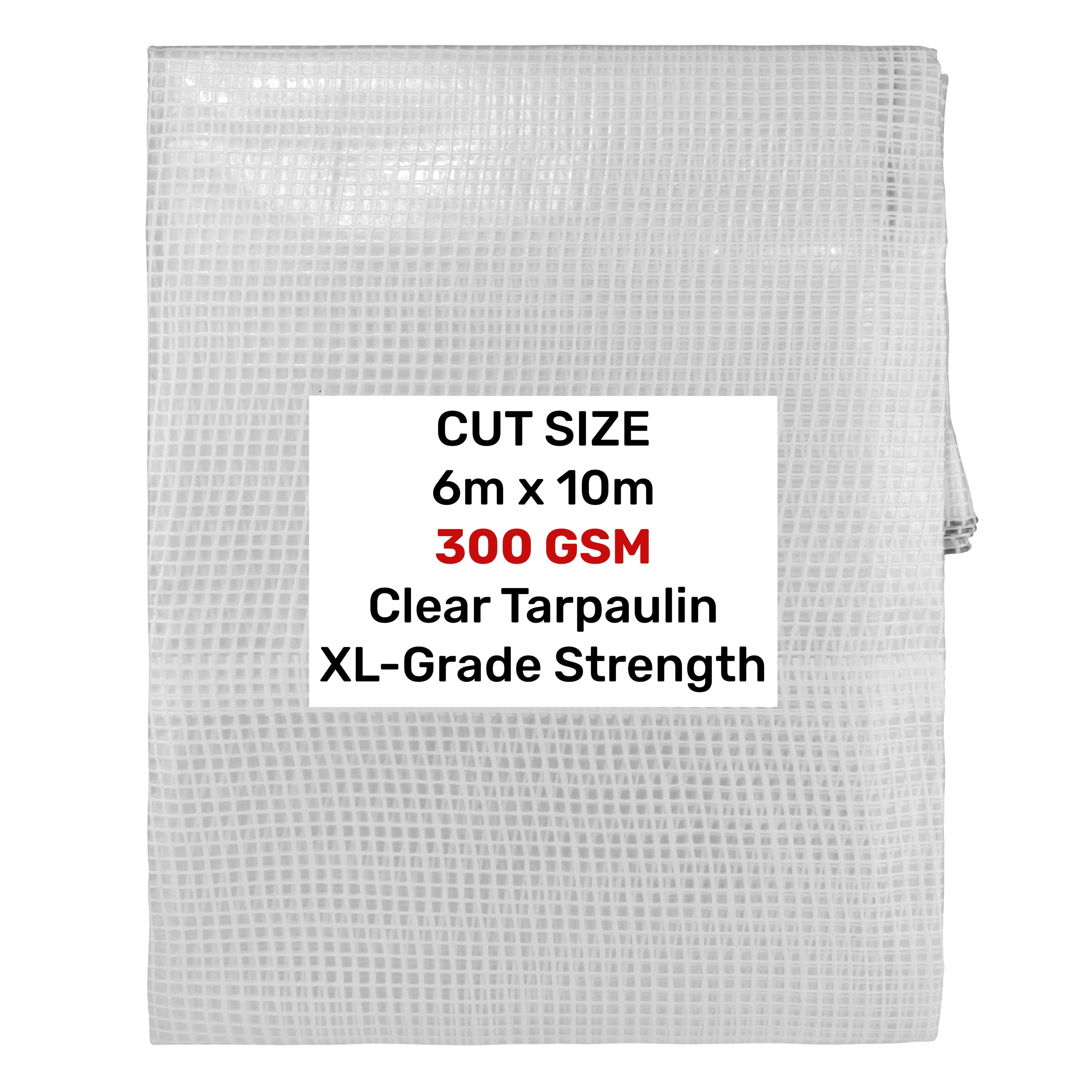 XL-Grade Clear Tarpaulin 6m x 10m Transparent Mesh Reinforced Thread Tarpaulin Heavy Duty Cover Protective Tarp Outdoor See Through Sheet_1