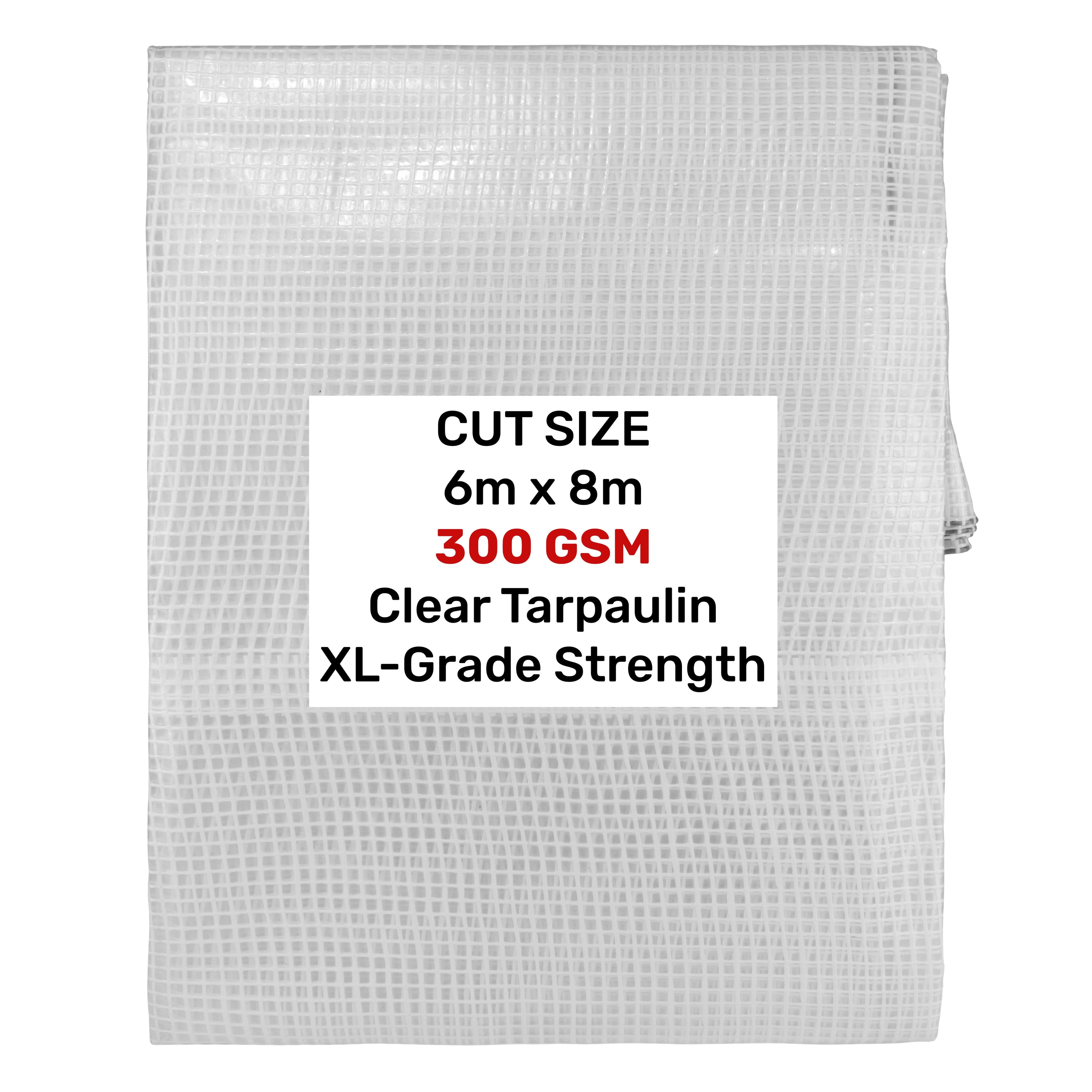 XL-Grade Clear Tarpaulin 6m x 8m Tarp Greenhouse Sheet Cover Transparent Reinforced Mesh Sheeting Strong Protective Cover_1