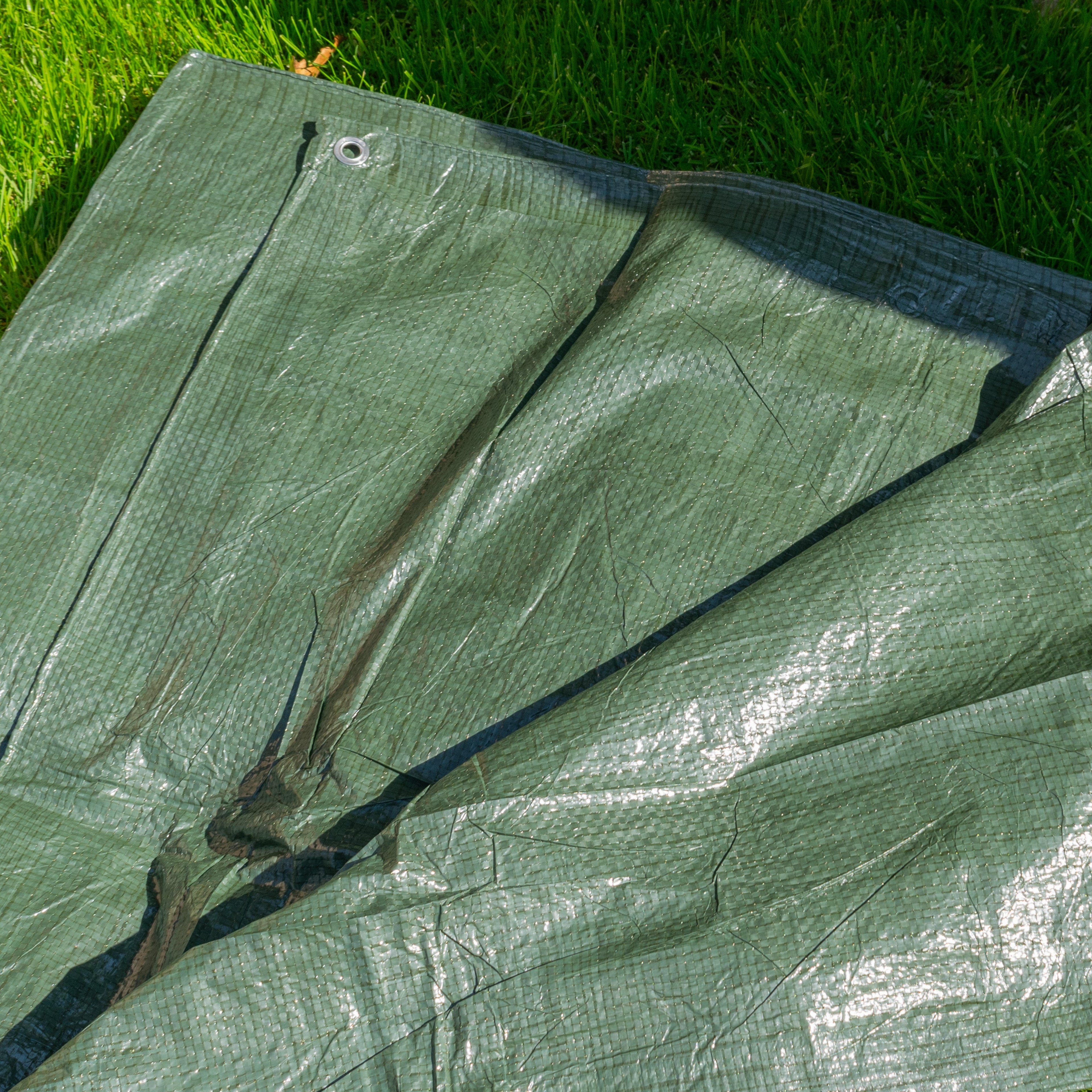 S-Grade Green Tarpaulin 3m x 5m Outdoor Tarp Cover Rain Groundsheet Waterproof Sheet_6