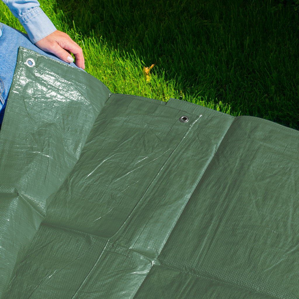 M-Grade Green Tarpaulin 1.5m x 2m Tarp Outdoor Winter Rain Weather Cover Garden Sheet Protection Camping Groundsheet_2