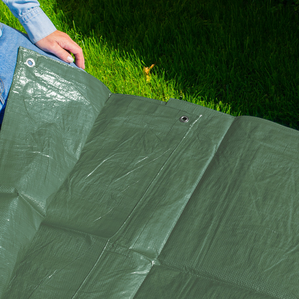 M-Grade Green Tarpaulin 1m x 1m Sheet Tarp Cover Large 90gsm Groundsheet Camping_3