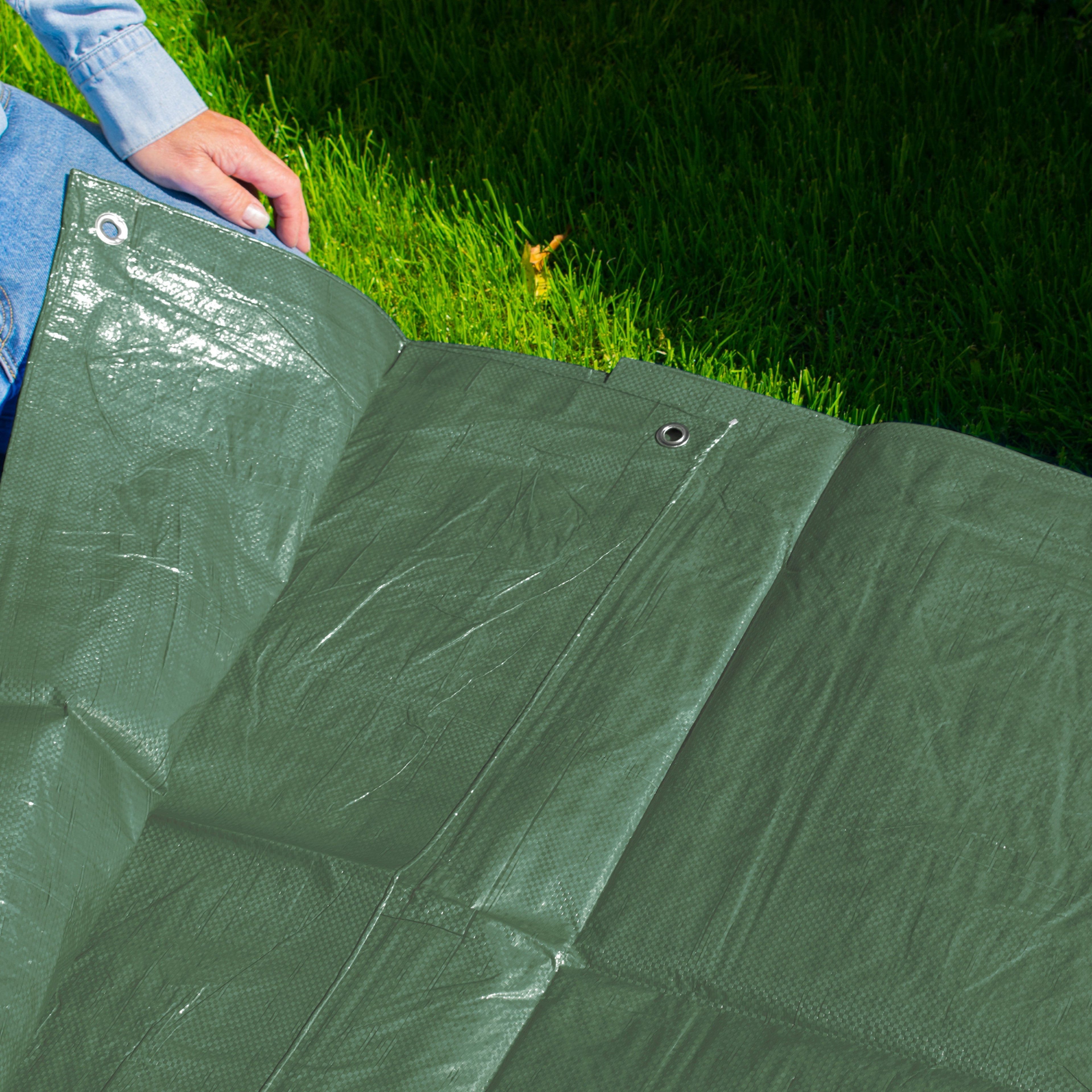 M-Grade Green Tarpaulin 1m x 1m Sheet Tarp Cover Large 90gsm Groundsheet Camping_3