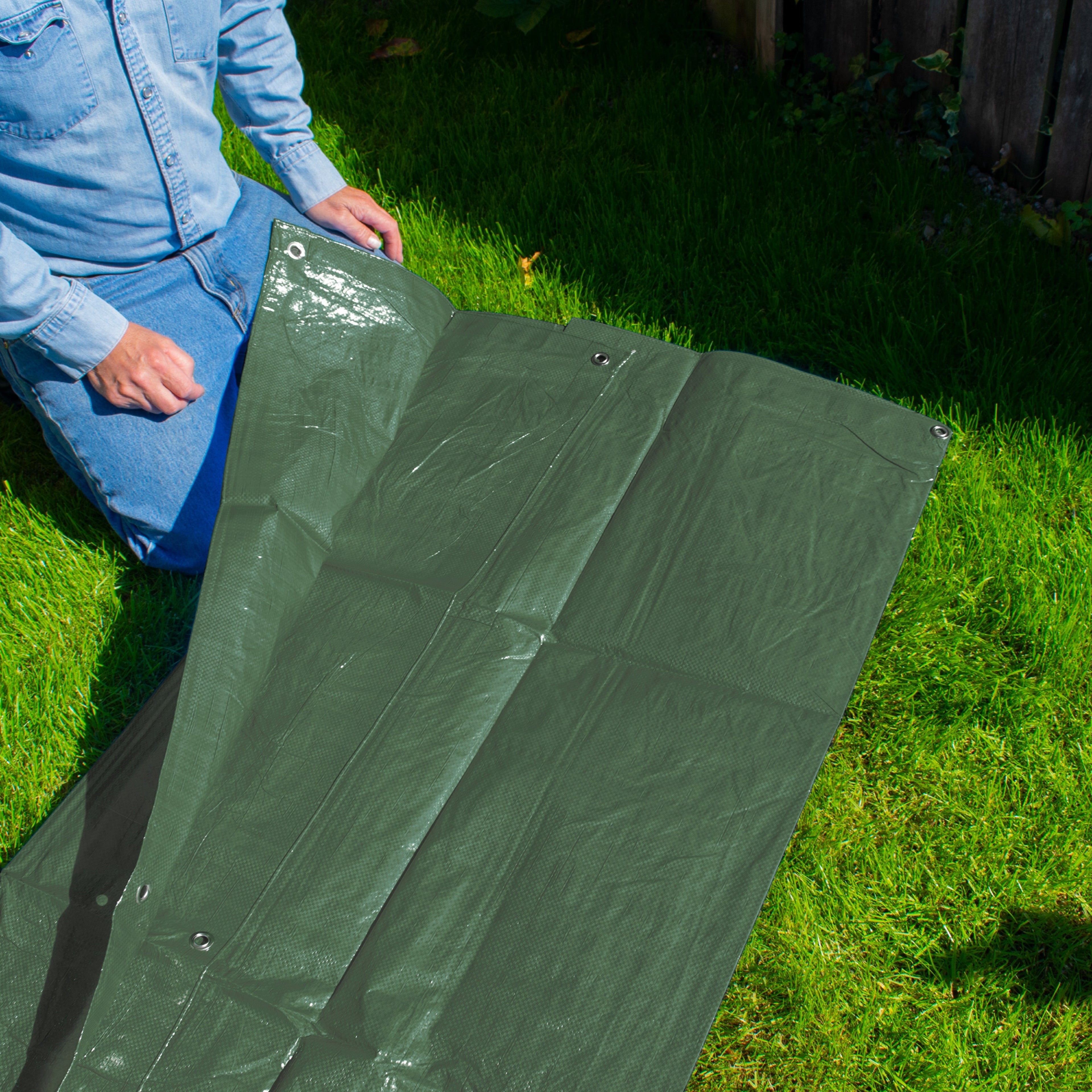 M-Grade Green Tarpaulin 5m x 6m Outdoor Cover Sheet Waterproof Protect from Weather Tarp_2