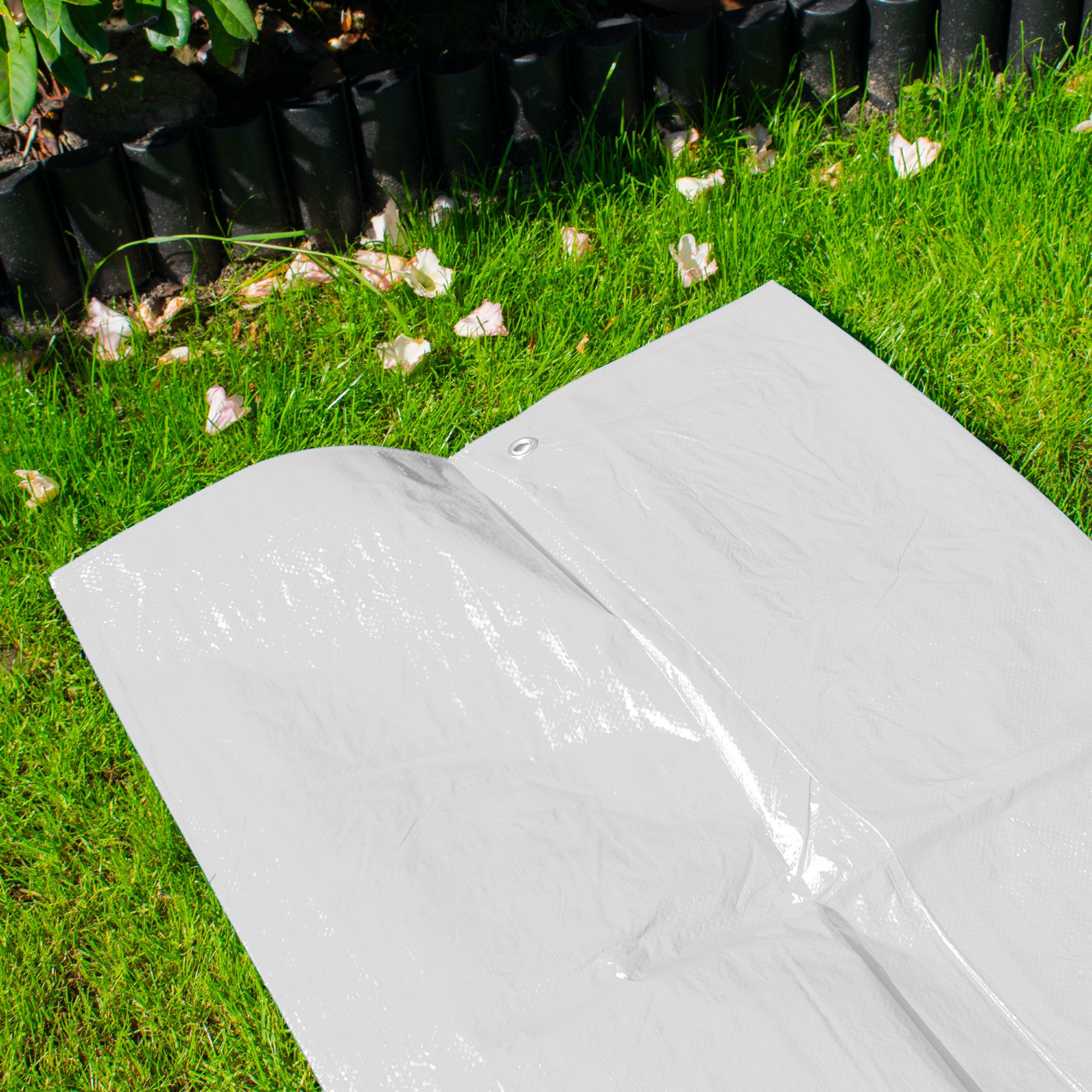 M-Grade White Tarpaulin 2m x 2m Tarp Rain Groundsheet Camping Cover Waterproof_2