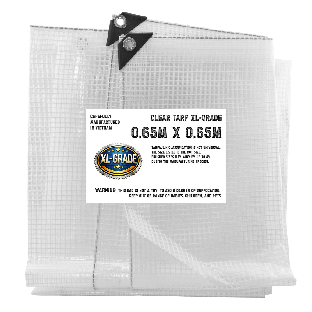 XL-Grade Reinforced Clear Tarpaulin Mesh Monotex Thread Transparent Tarp Cover Greenhouse Sheet 0.65m x 0.65m