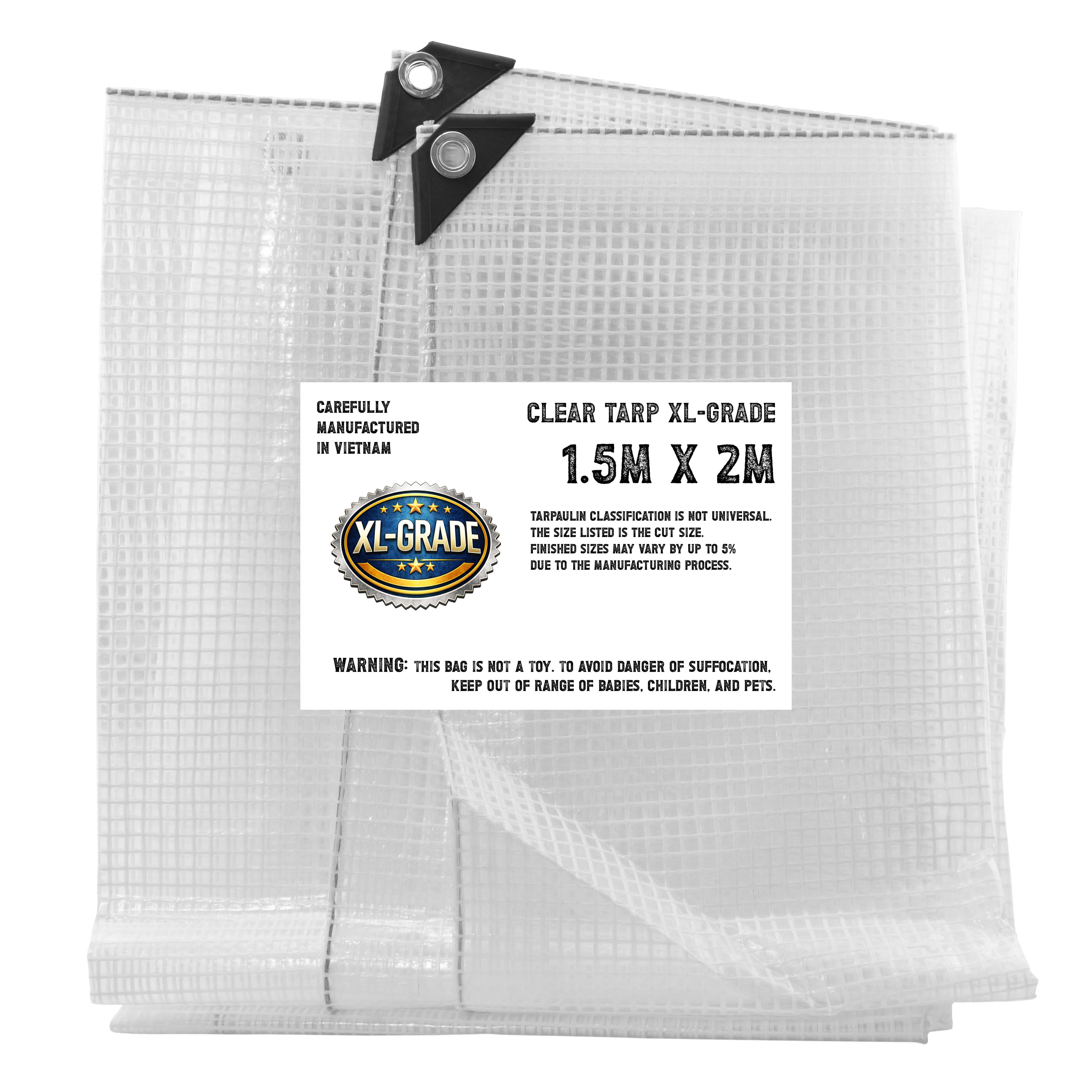 XL-Grade Reinforced Clear Tarpaulin Mesh Monotex Thread Transparent Tarp Cover Greenhouse Sheet 1.5m x 2m