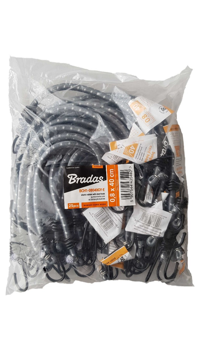 Bungee Cord with Metal Hooks 40cm Stretch Elasticated Elastic Rope Tie-Down Outdoor Tarp Cargo Strap_1