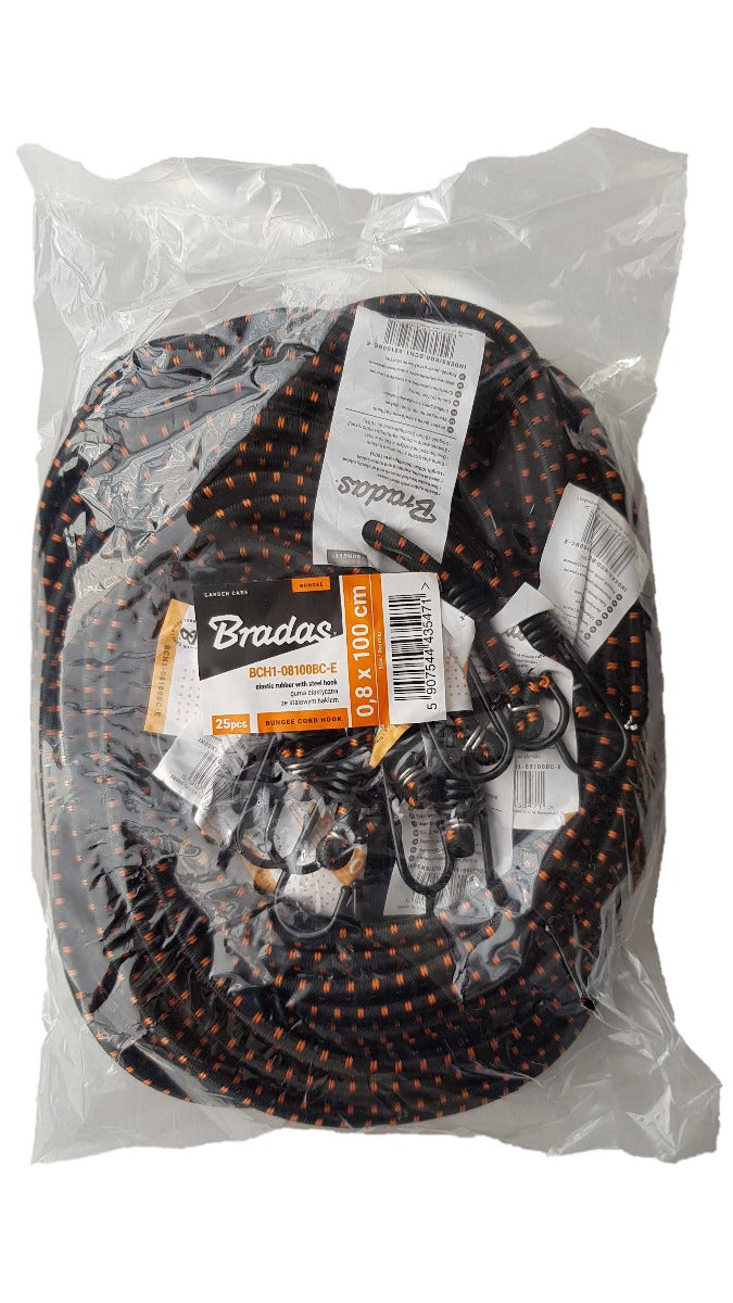 Bungee Cord with Metal Hooks 100cm Stretch Elasticated Elastic Rope Tie-Down Outdoor Tarp Cargo Strap_1